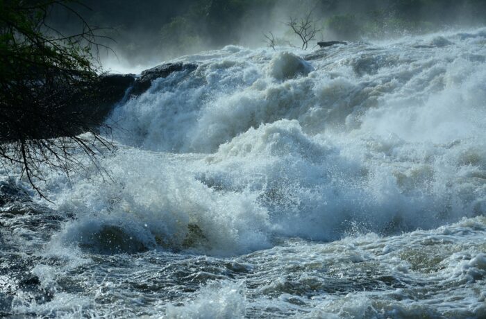 The Nile falling through the gorge at Murchison Falls The Nile falling through the gorge at Murchison Falls
